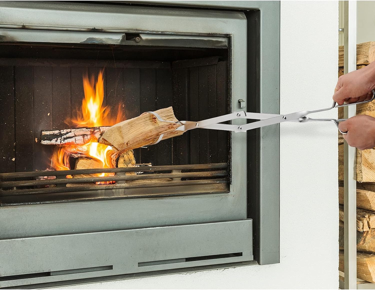 Stanbroil 26" Outdoor Campfire Fireplace Tongs Stainless Steel Log Grabber