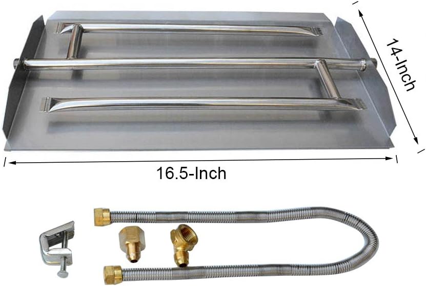 Stanbroil 16.5" Gas Fireplace Triple Burner Pan Kit, 304 Stainless Steel
