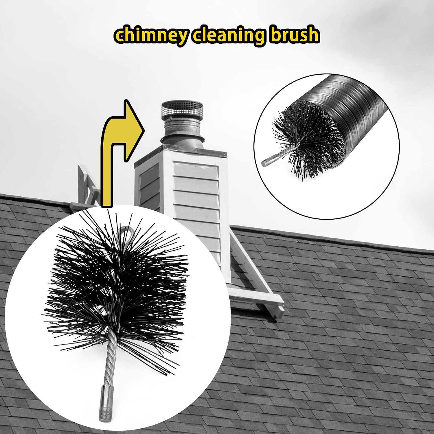 Stanbroil 6 Inch Round Chimney Cleaning Brush with 14" NPT Fitting