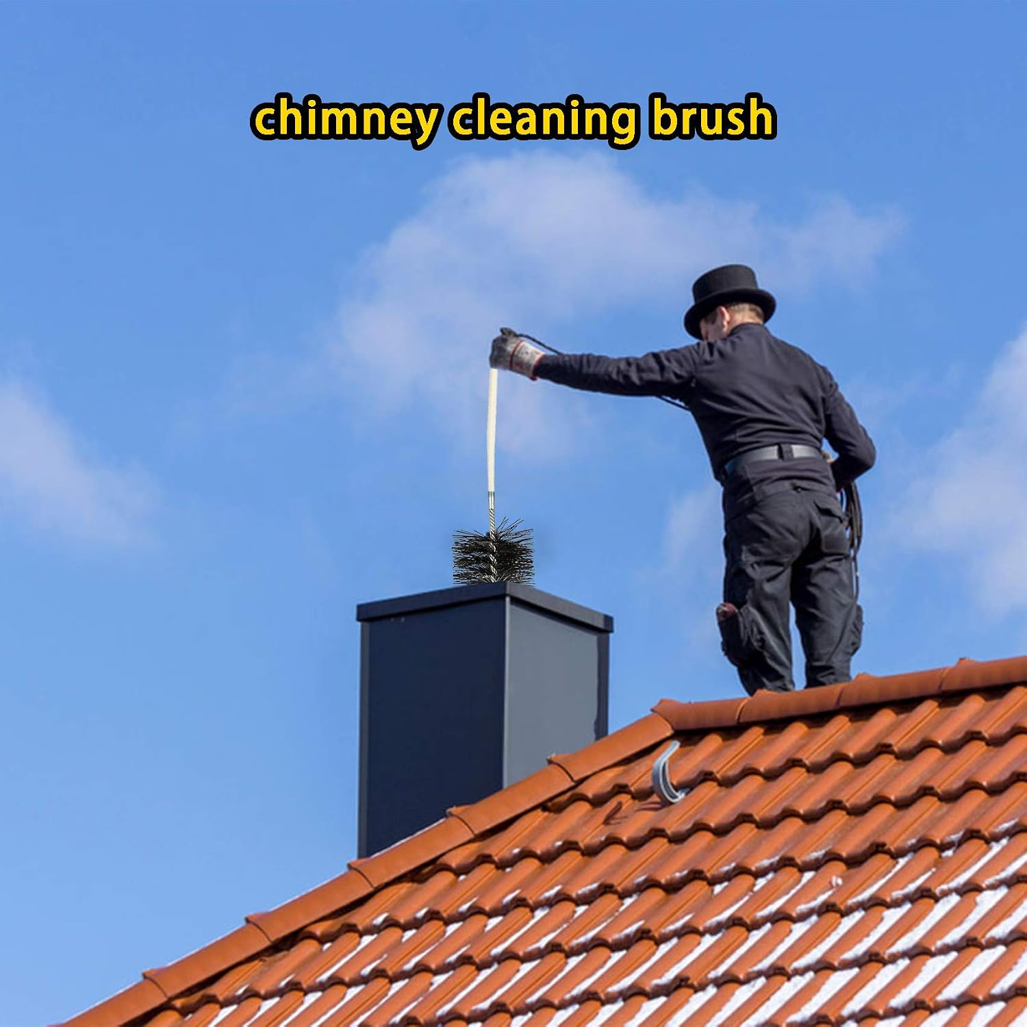 Stanbroil 6 Inch Round Chimney Cleaning Brush with 14" NPT Fitting