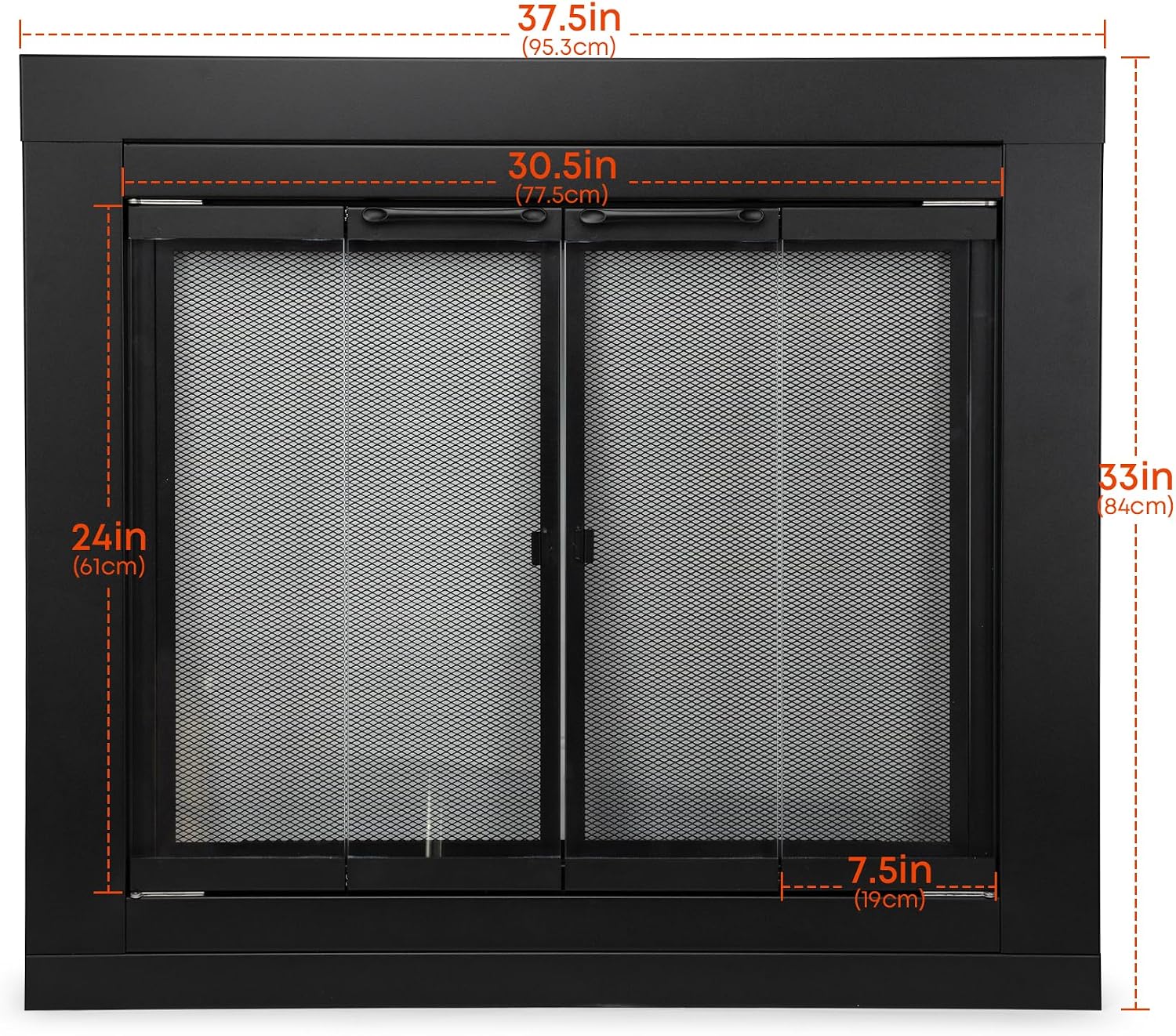 Stanbroil Fireplace Glass Bi-fold Style Door, Black, Medium