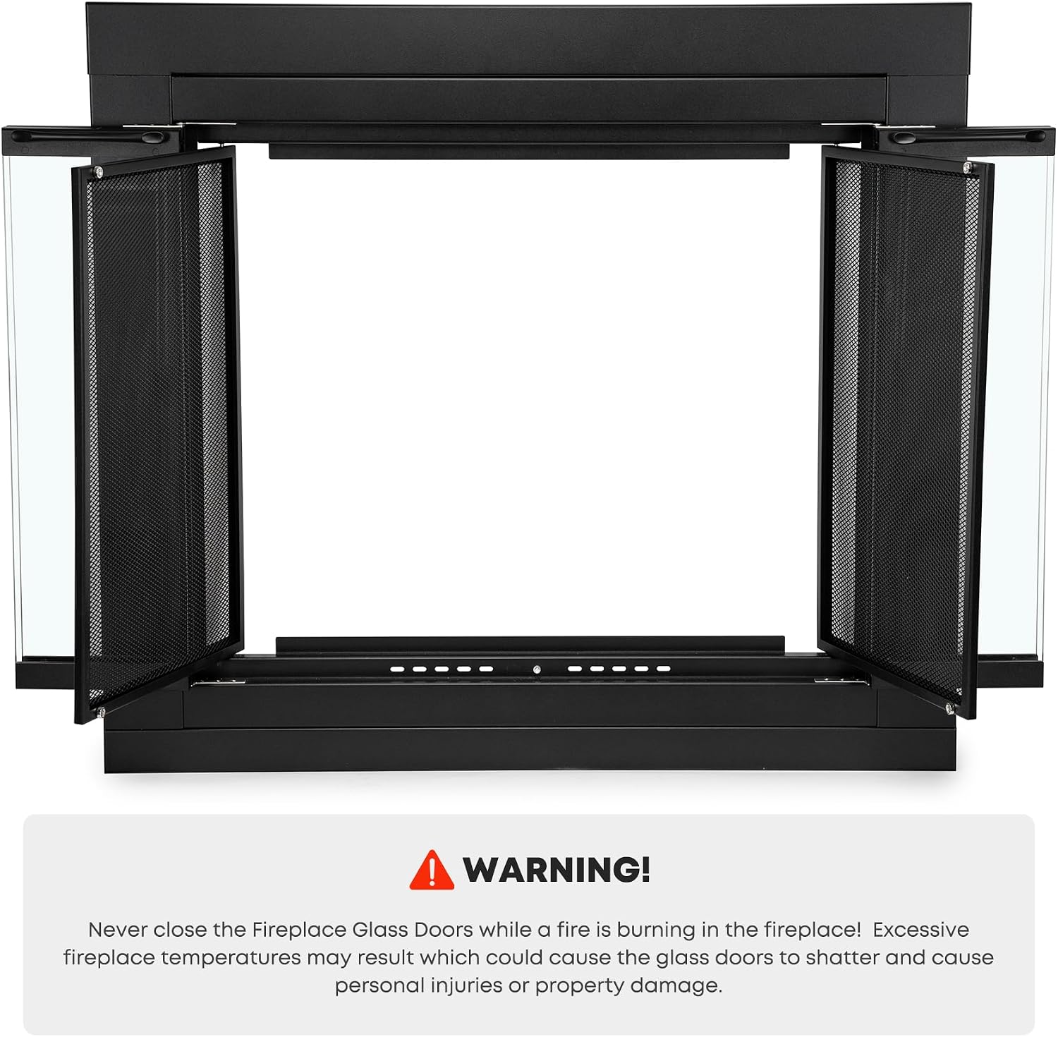 Stanbroil Fireplace Glass Bi-fold Style Door, Black, Medium