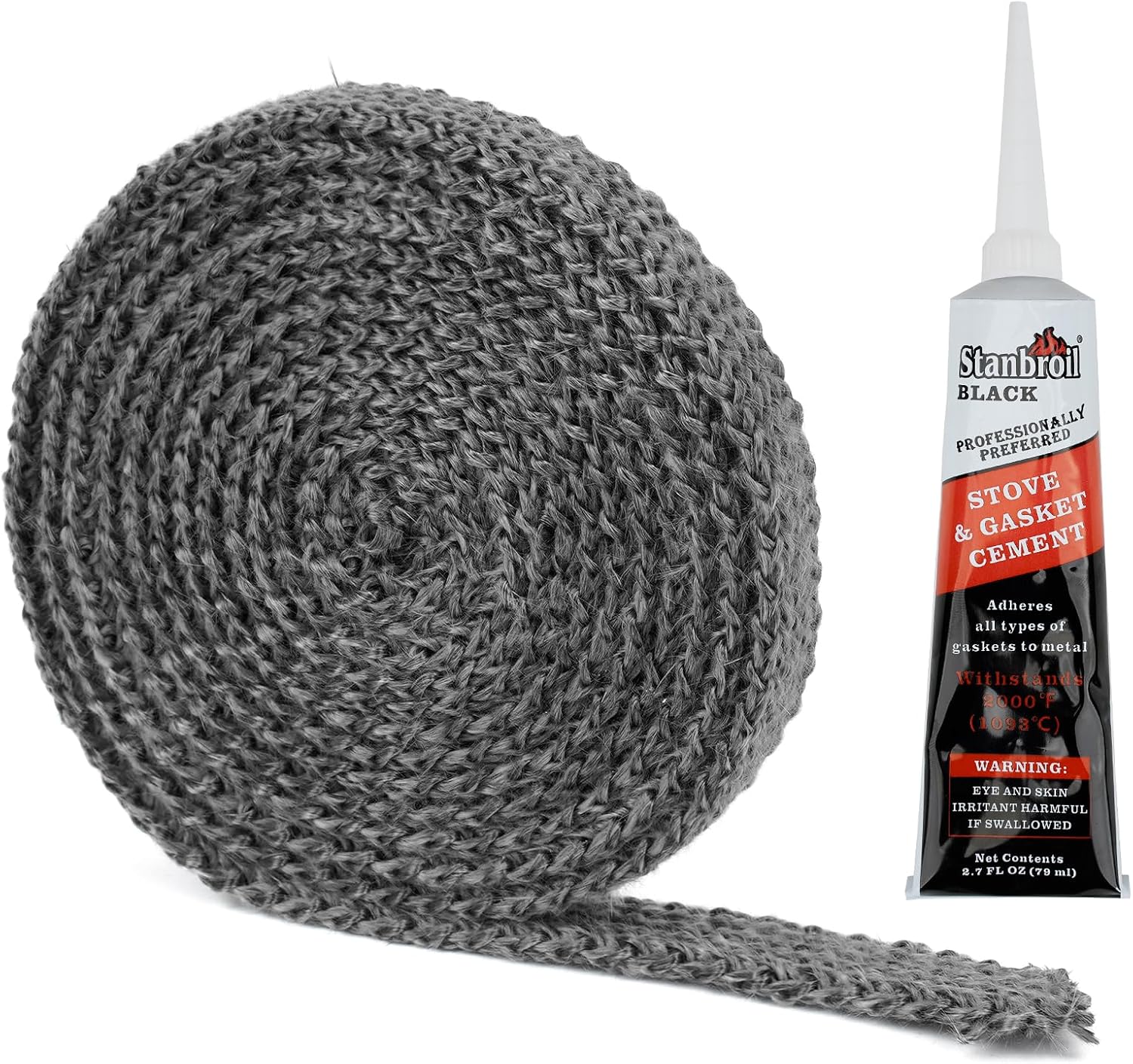 Stanbroil 58" x 18" x 84" Wood Stove Gasket Kit with Stove Gasket Cement