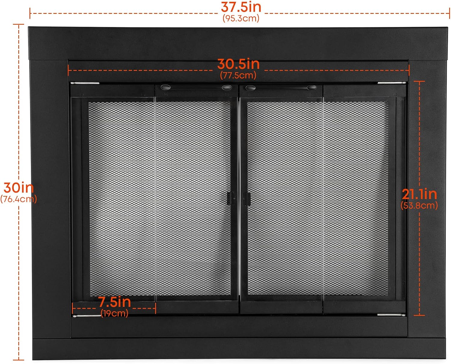 Stanbroil Fireplace Glass Bi-fold Style Door, Black, Small