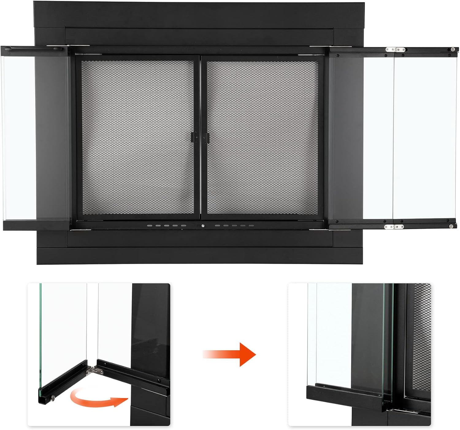 Stanbroil Fireplace Glass Bi-fold Style Door, Black, Small