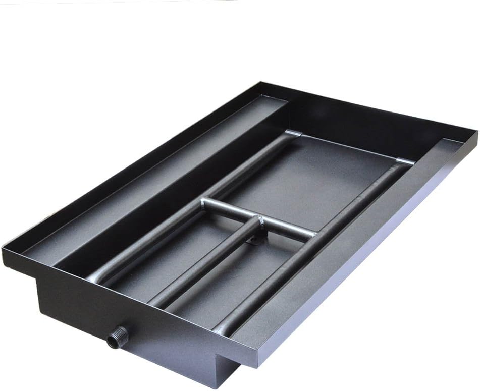 Stanbroil Powder Coated Steel Fireplace Box Pan with Dual Flame H Burner