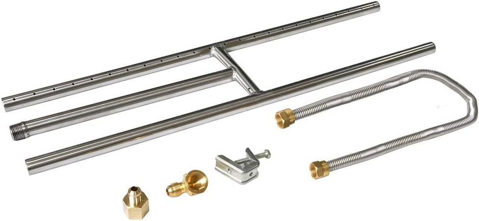 Stanbroil 24 x 6 Inch Gas Fireplace H-Burner, 304 Stainless Steel