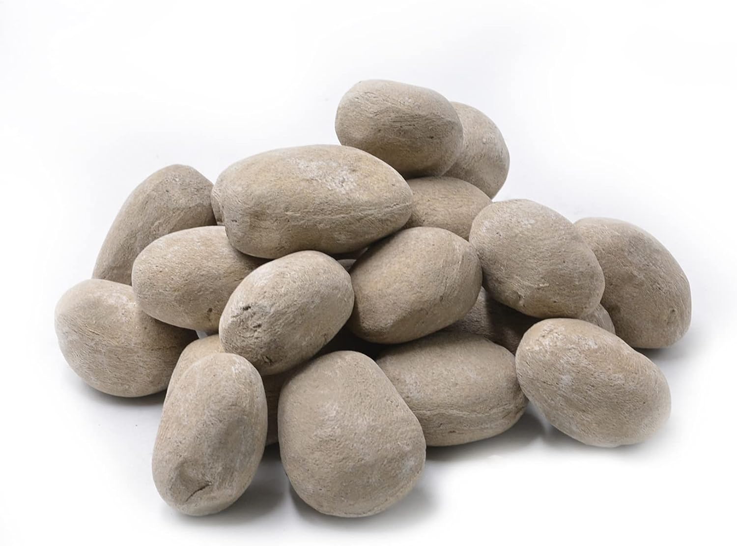 Stanbroil 24pcs Lightweight Ceramic Fiber Pebble Stones for Fire Pit, Beige 24pcs, Beige