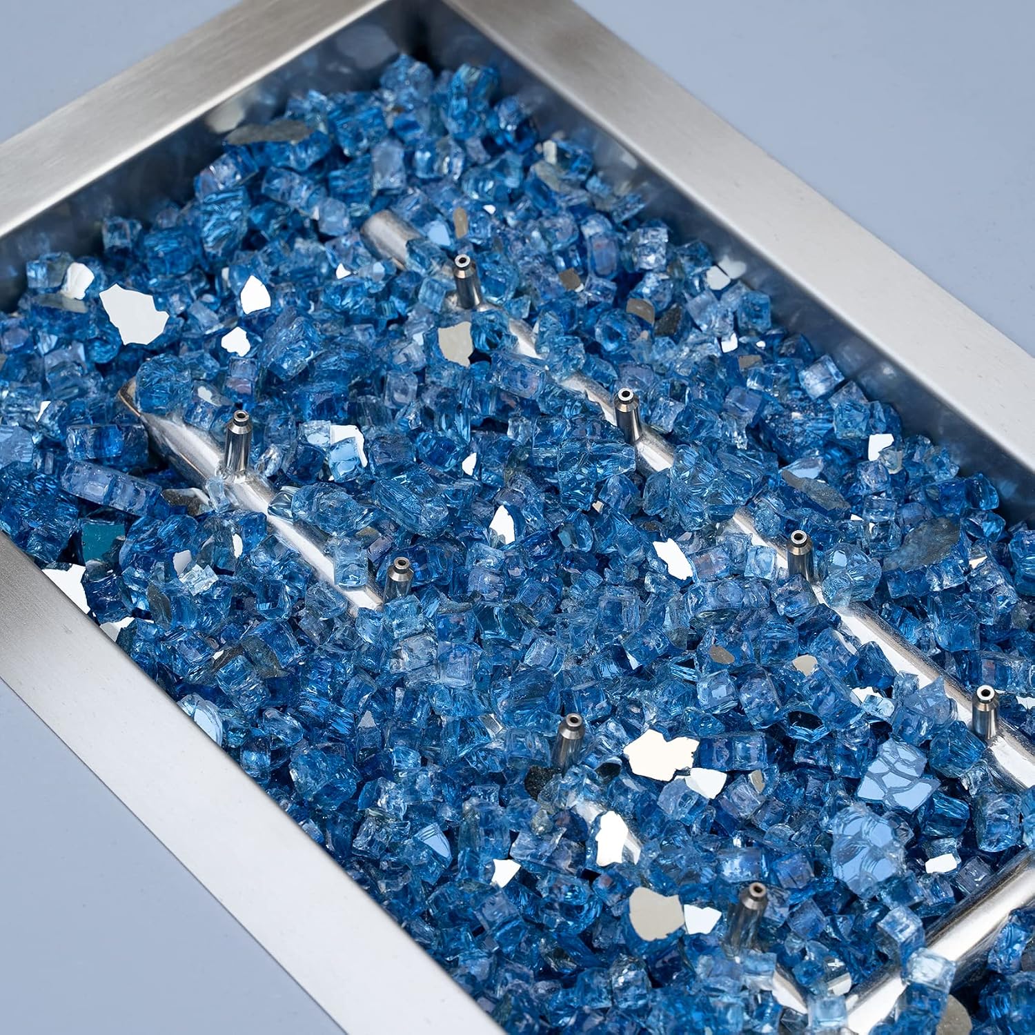Stanbroil 10-Pound Tempered Fire Glass, Pacific Blue Reflective, 14 inch