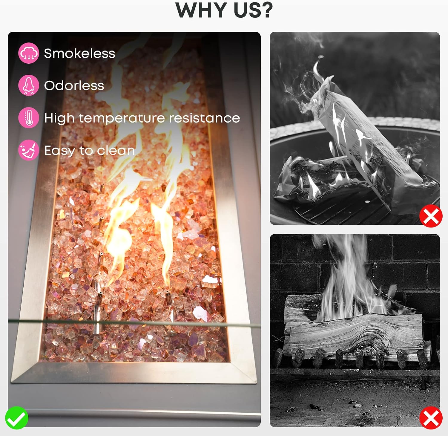 Stanbroil 10-Pound Tempered Fire Glass 12 inch, Rose Gold Reflective Glass