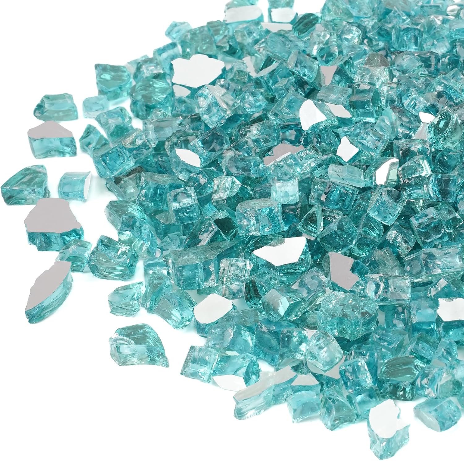 Stanbroil 10-Pound Fire Glass - 12 inch Reflective Tempered Fire Glass for Fireplace Fire Pit, Caribbean Blue