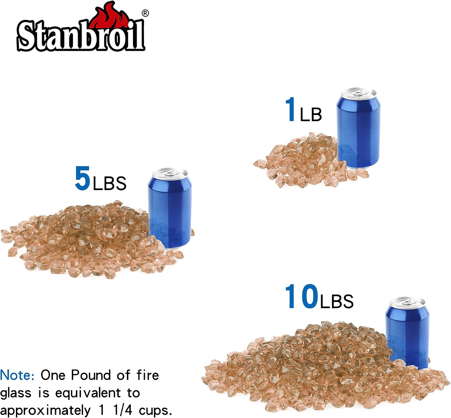 Stanbroil 10-Pound Fire Glass 12 inch, Polygon Fire Glass, Elegant Gold