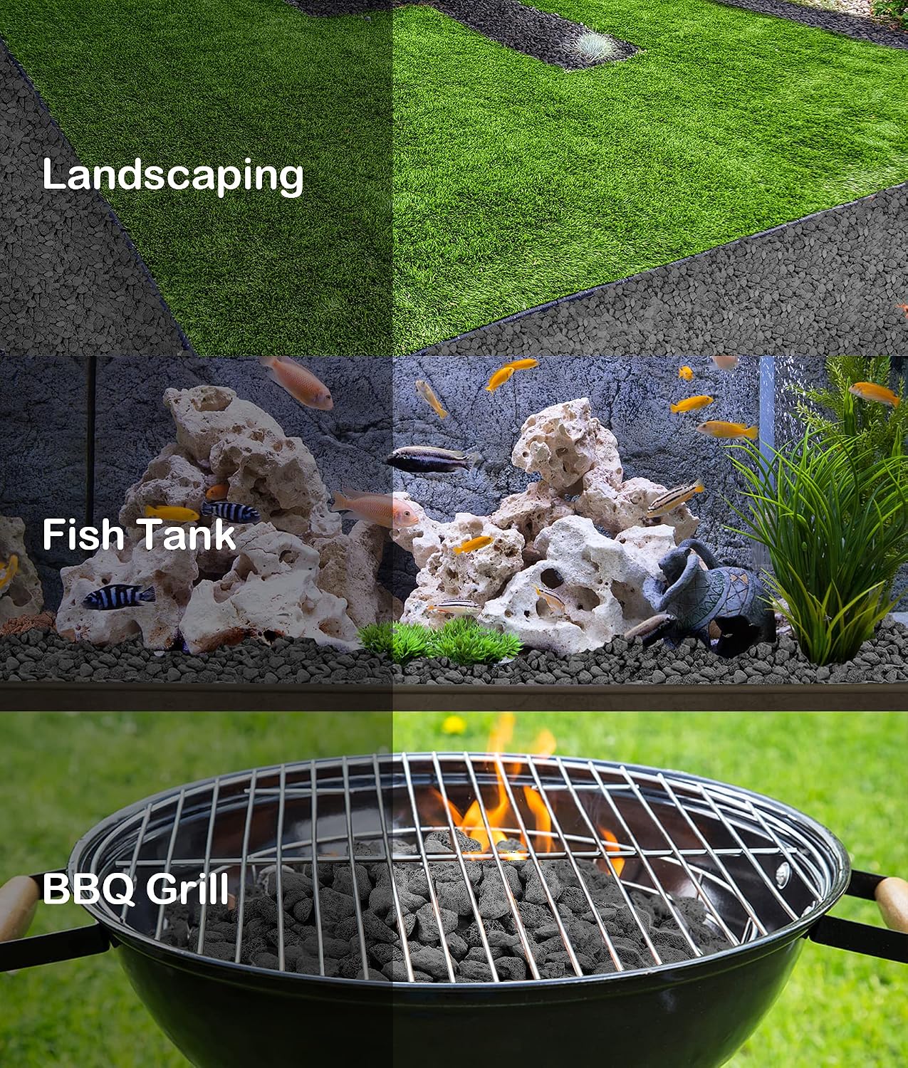 Stanbroil Black Lava Rock Granules 10 lb.Bag (0.8"-1.2") for Fireplaces