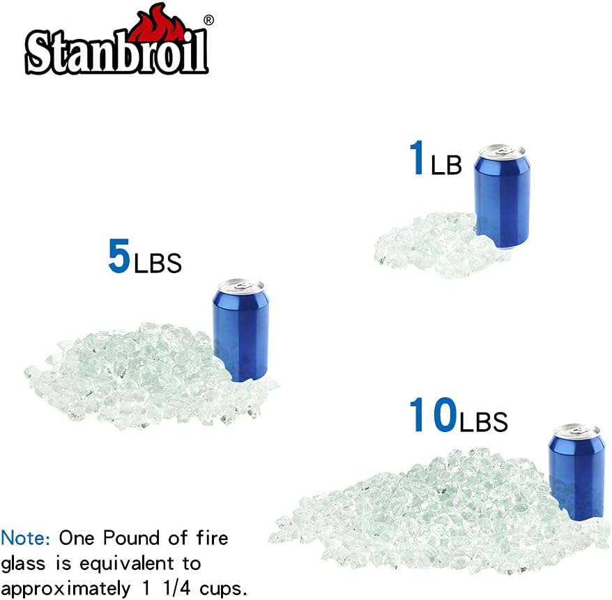 Stanbroil 10-Pound Fire Glass 12 inch, Polygon Fire Glass, Crystal