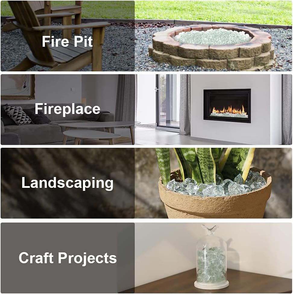 Stanbroil 10-Pound Fire Glass 12 inch, Polygon Fire Glass, Crystal
