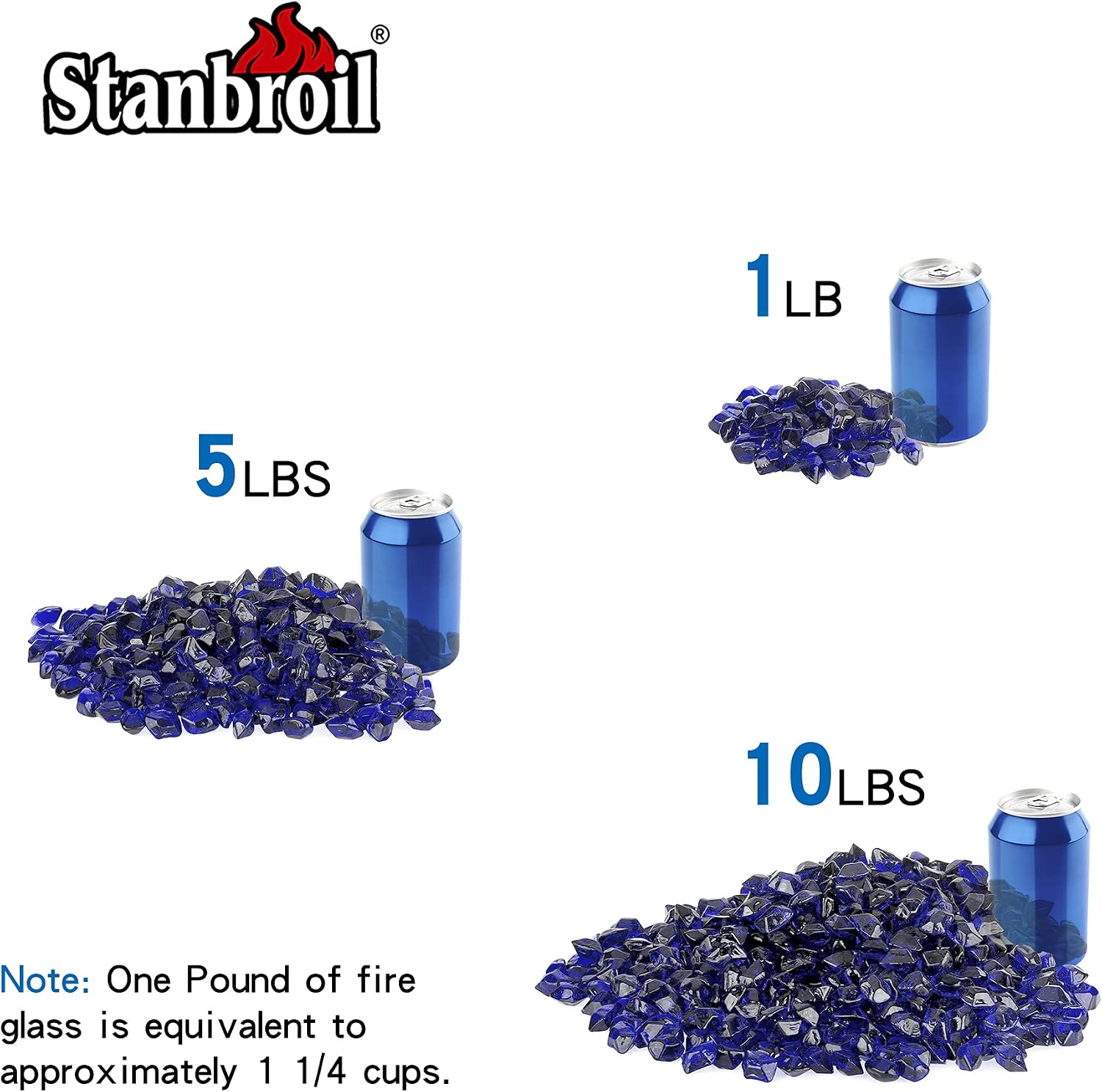 Stanbroil 10-Pound Fire Glass 12 inch, Polygon Fire Glass, Cobalt Blue