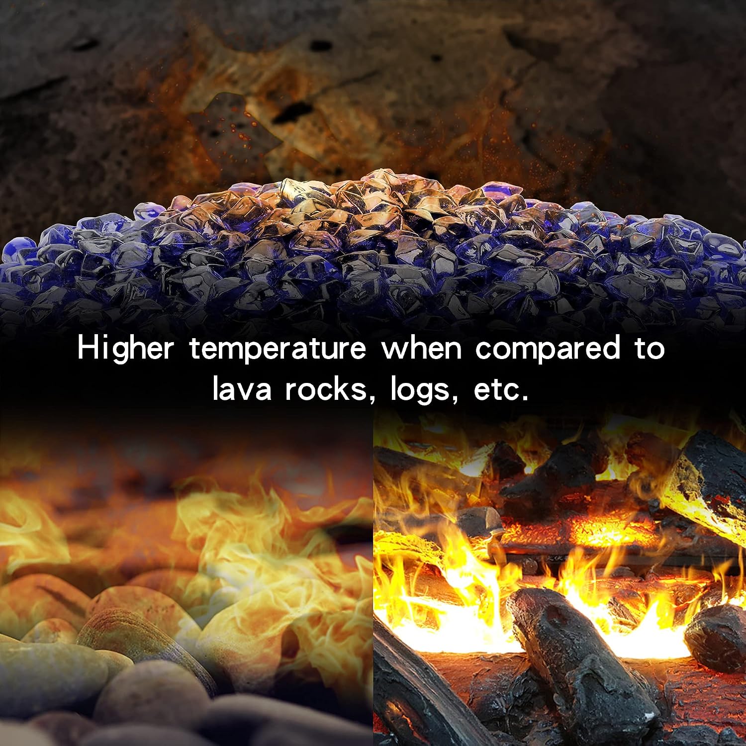 Stanbroil 10-Pound Fire Glass 12 inch, Polygon Fire Glass, Cobalt Blue