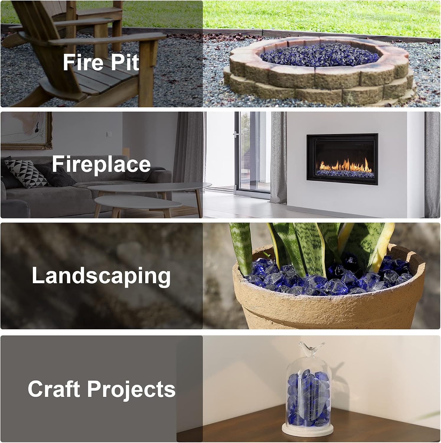 Stanbroil 10-Pound Fire Glass 12 inch, Polygon Fire Glass, Cobalt Blue