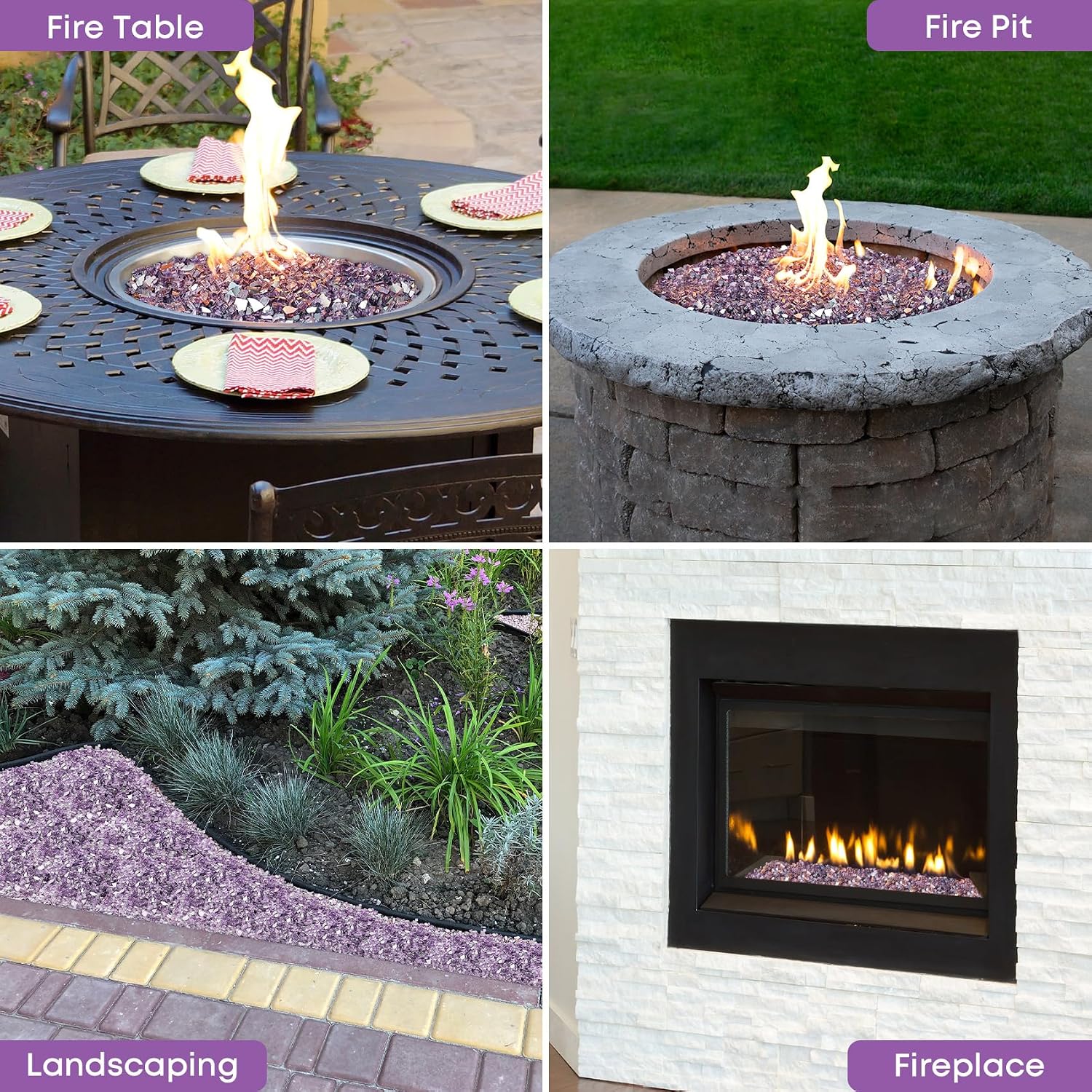 Stanbroil 10-Pound Tempered Fire Glass 12 inch, Violet Reflective Glass