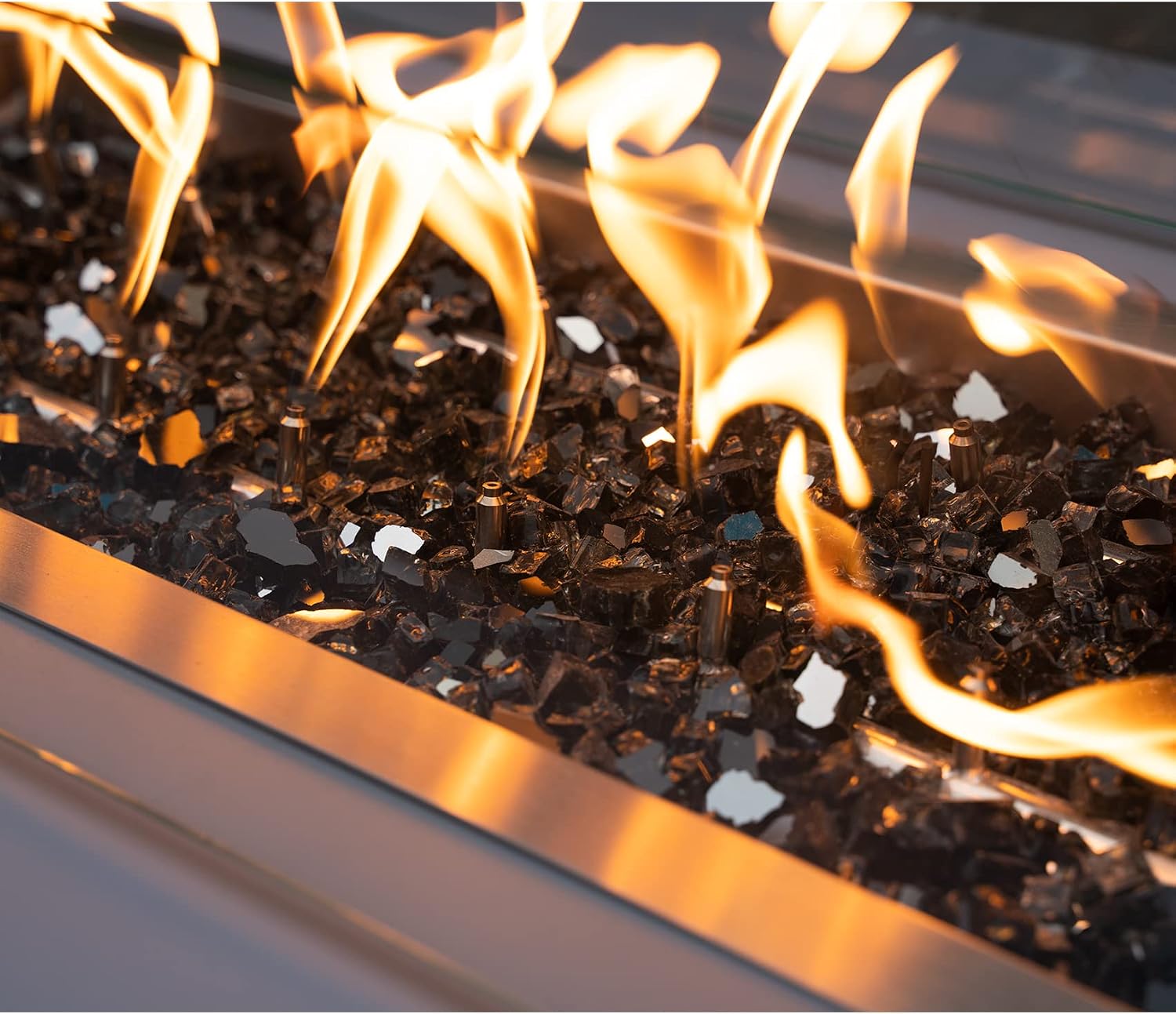 Stanbroil 10-Pound Tempered Fire Glass, Onyx Black Reflective, 14 inch