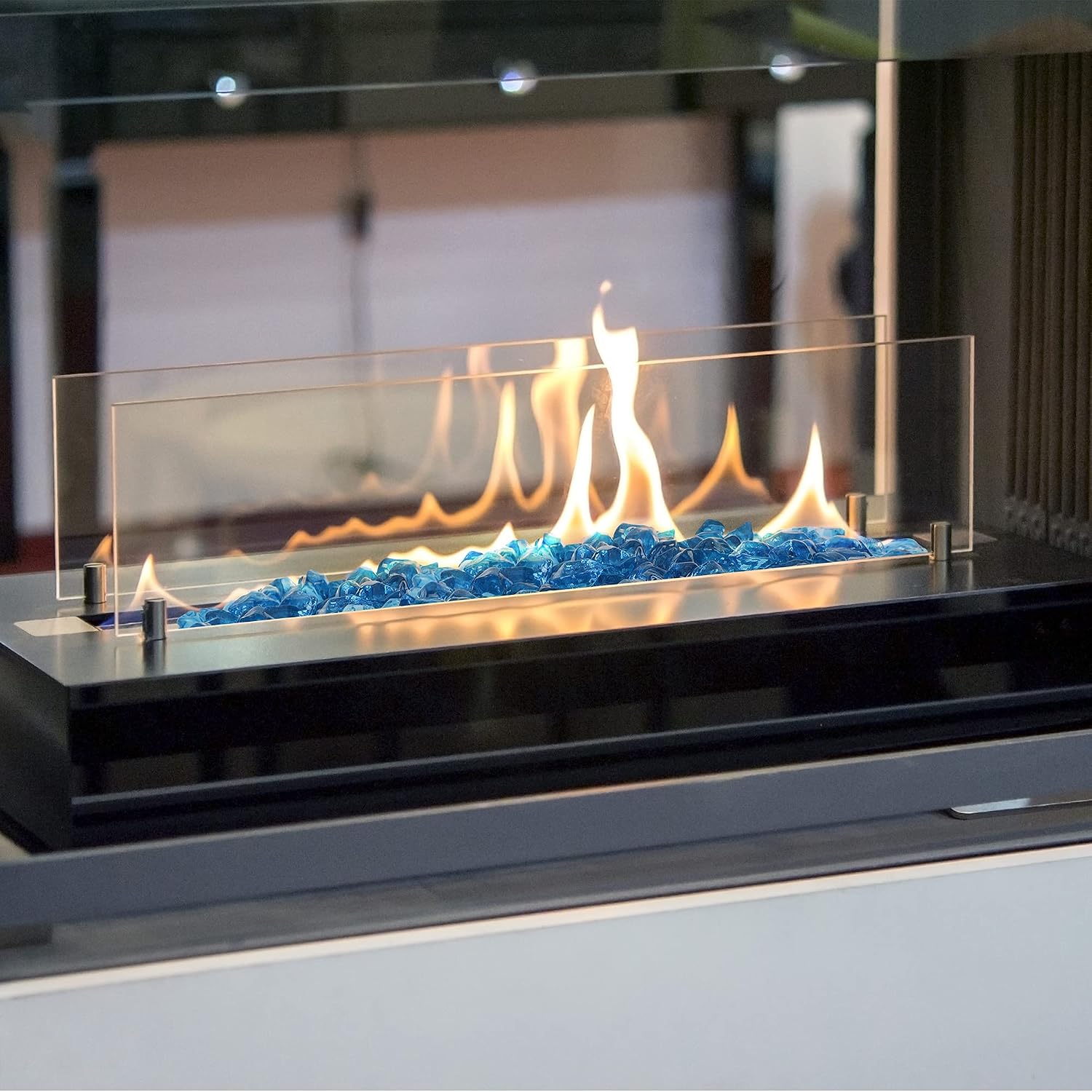 Stanbroil 10-Pound Fire Glass 12 inch, Polygon Fire Glass, Aqua Blue