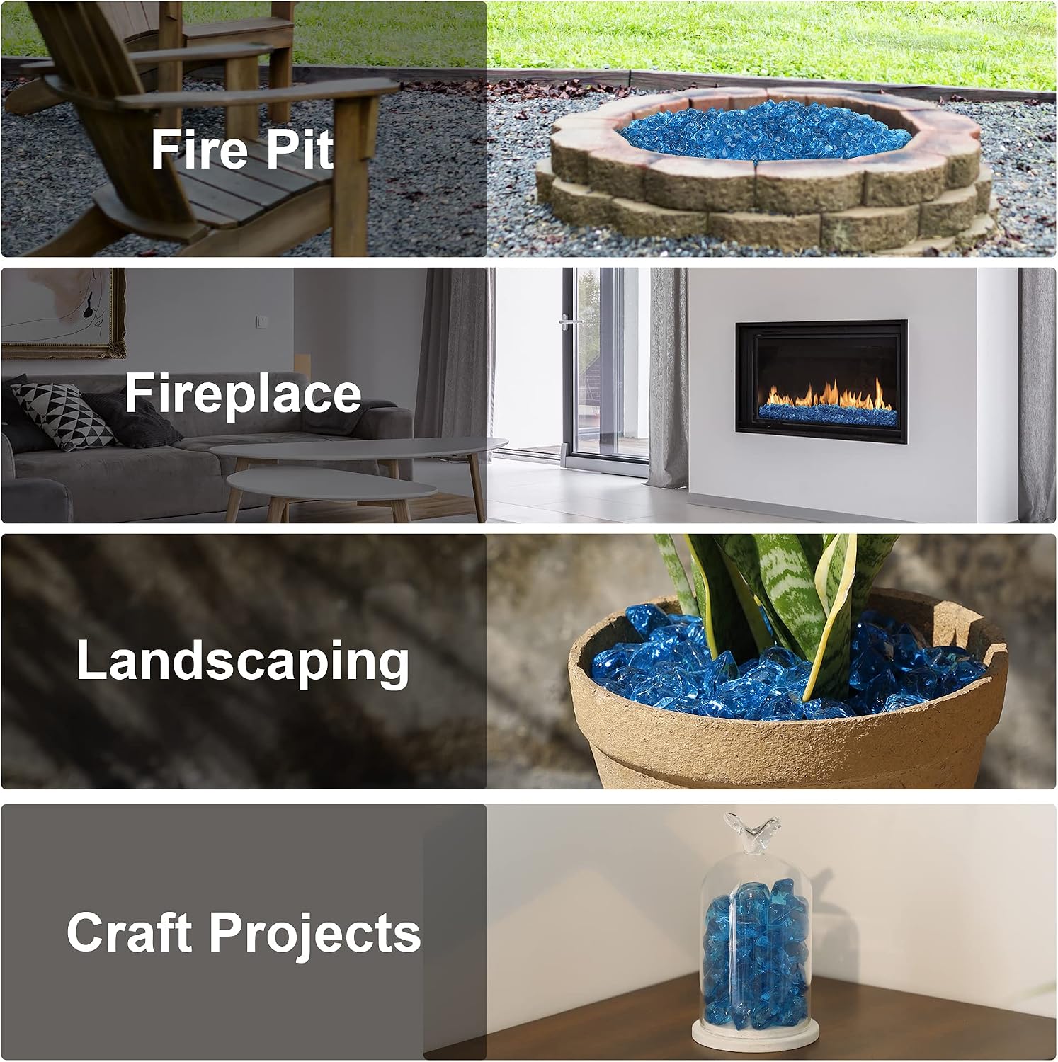Stanbroil 10-Pound Fire Glass 12 inch, Polygon Fire Glass, Aqua Blue