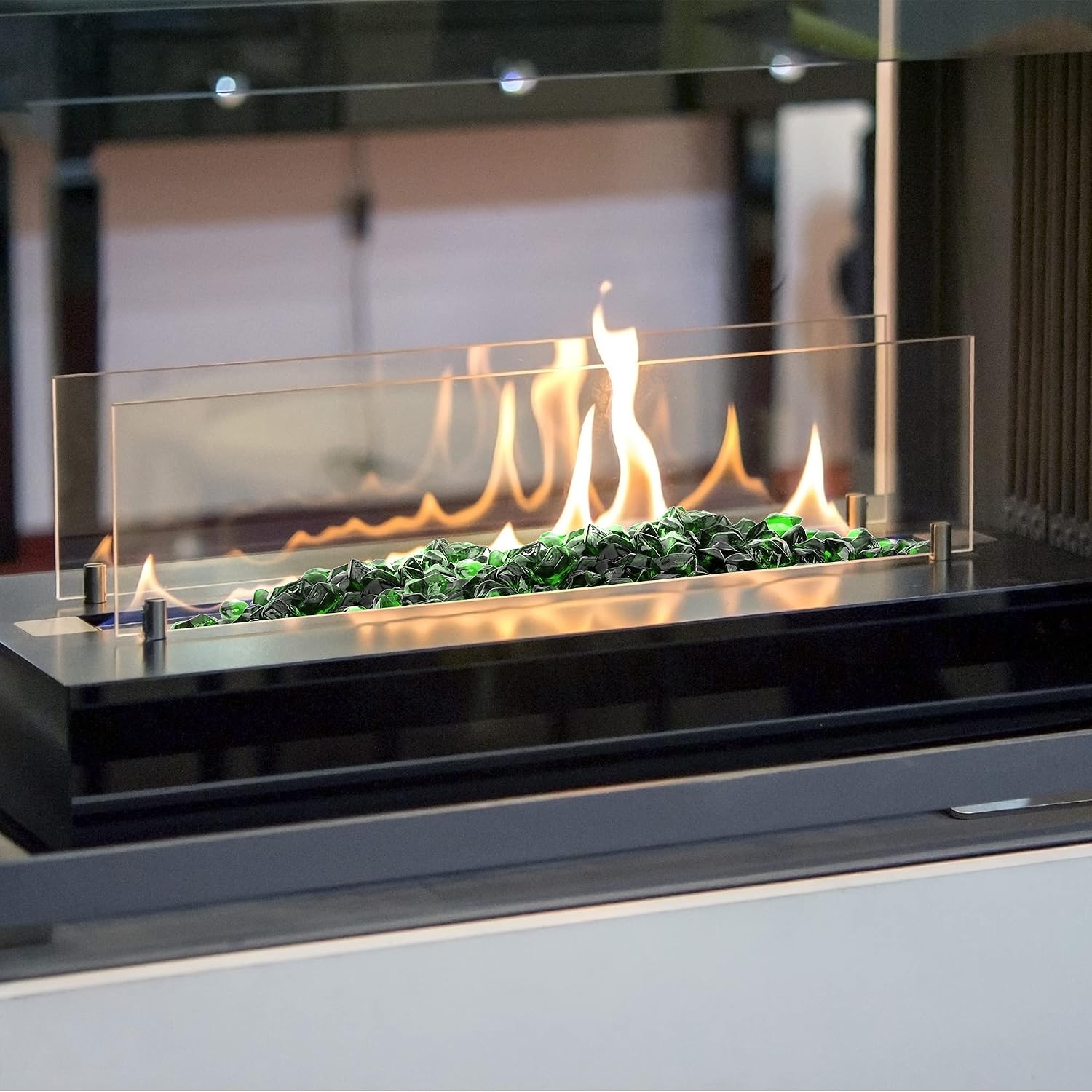 Stanbroil 10-Pound Fire Glass 12 inch, Polygon Fire Glass, Emerald Green