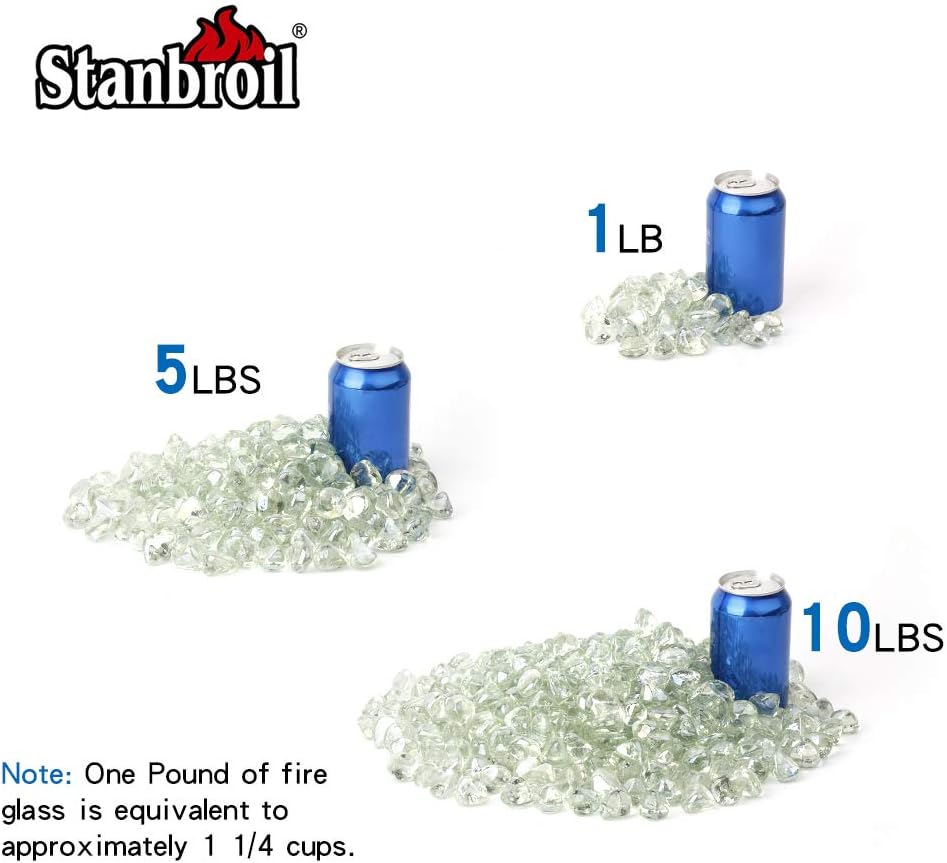 Stanbroil 10-Pound Fire Glass Diamonds 12 Inch, Crystal Ice Luster