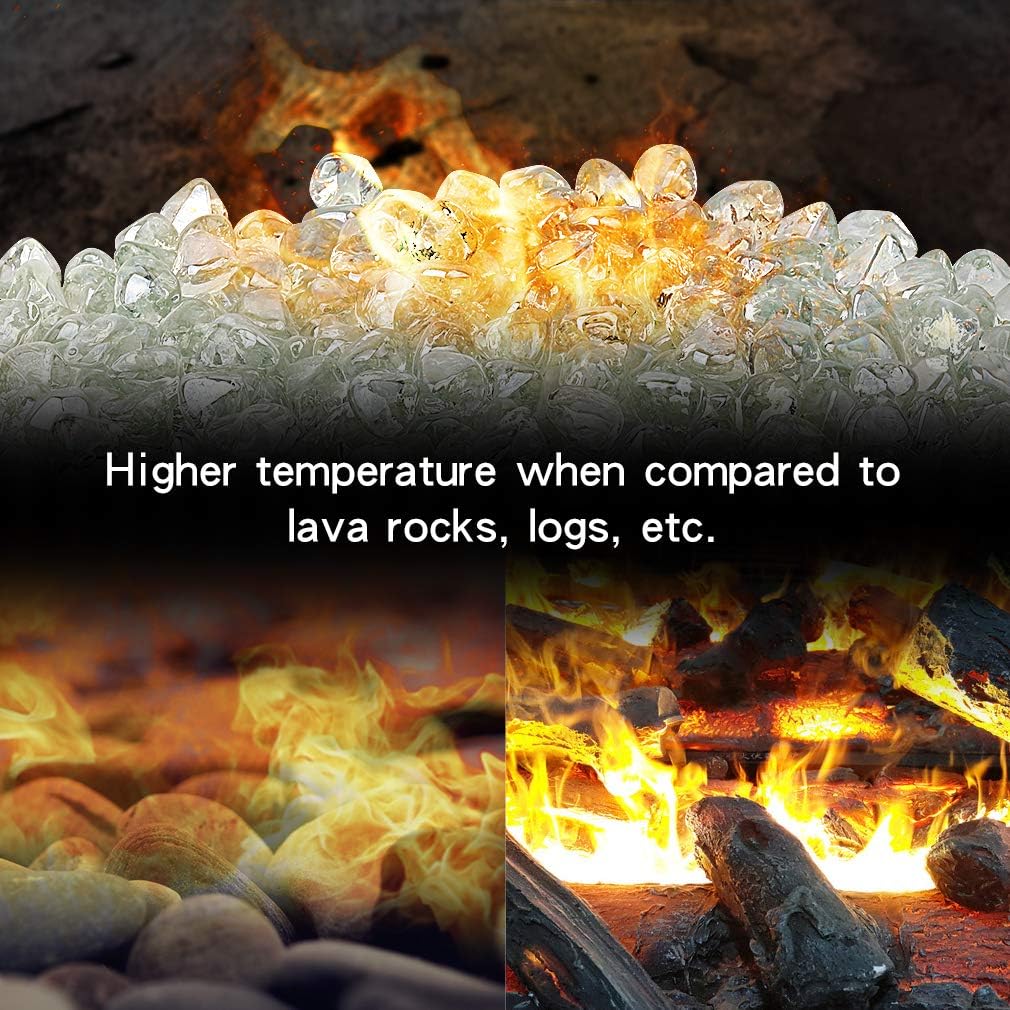 Stanbroil 10-Pound Fire Glass Diamonds 12 Inch, Crystal Ice Luster