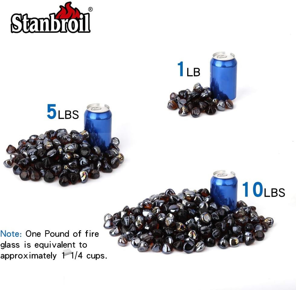 Stanbroil 10-Pound Fire Glass Diamonds 12 inch, Amber Luster Fire Glass