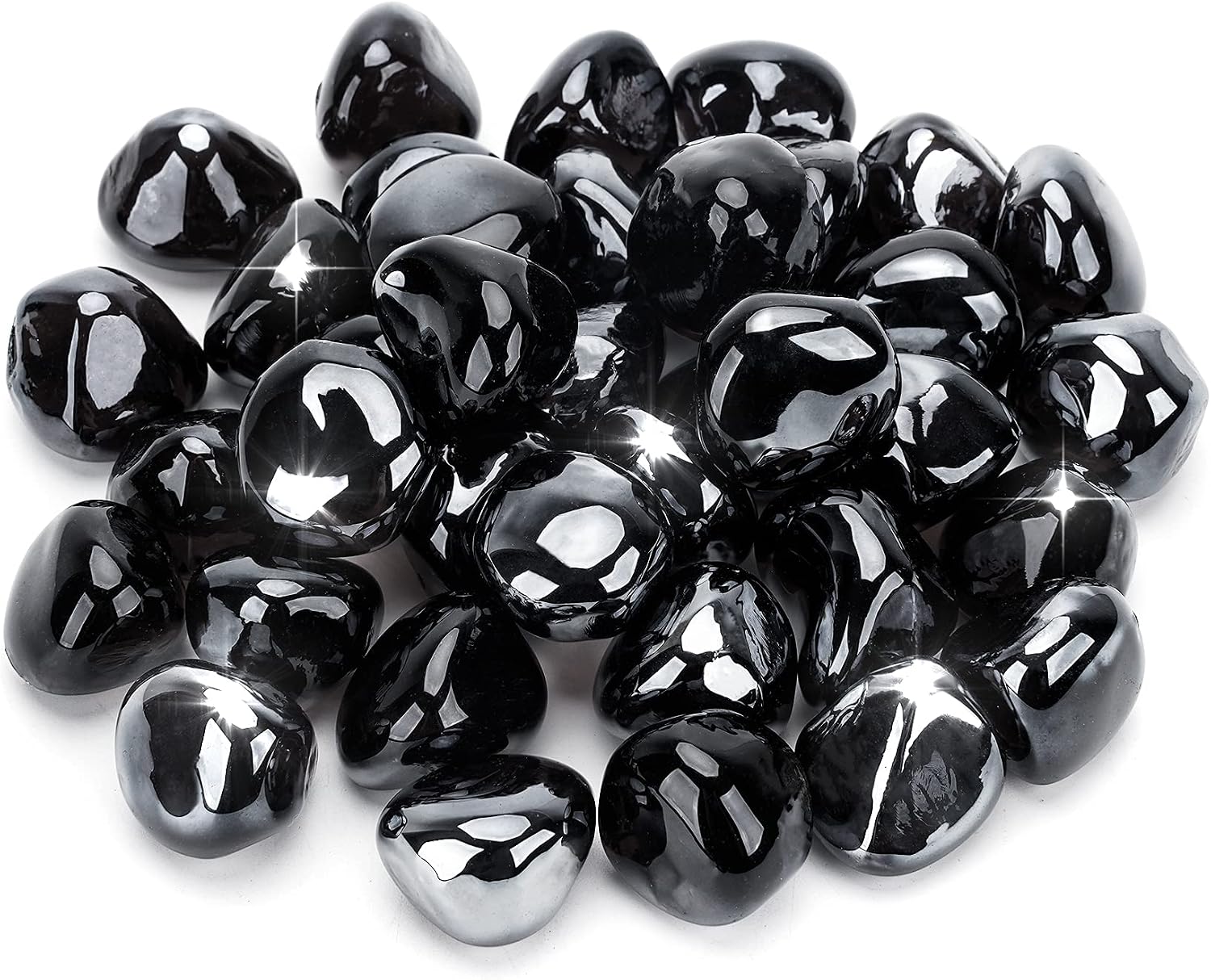 Stanbroil 10-Pound Fire Glass Diamonds 12 inch, Onyx Black Luster
