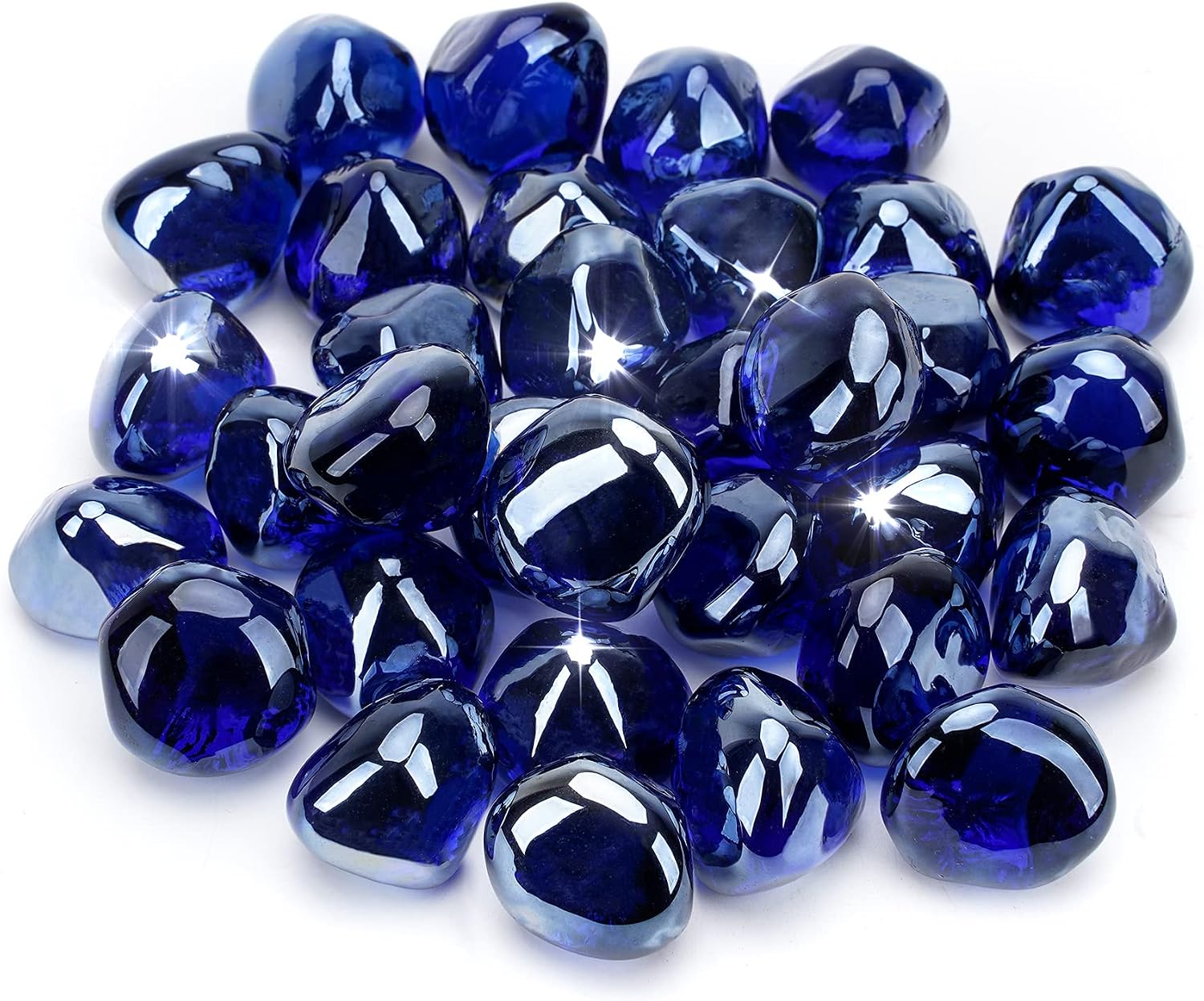 Stanbroil 10-Pound Fire Glass Diamonds 12 inch, Royal Cobalt Blue Luster