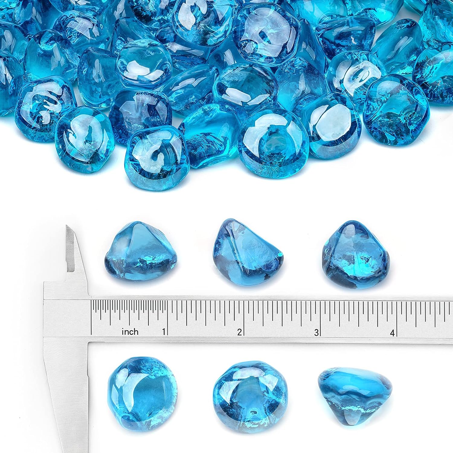 Stanbroil 10-Pound Fire Glass Diamonds 12 inch, Caribbean Blue Luster