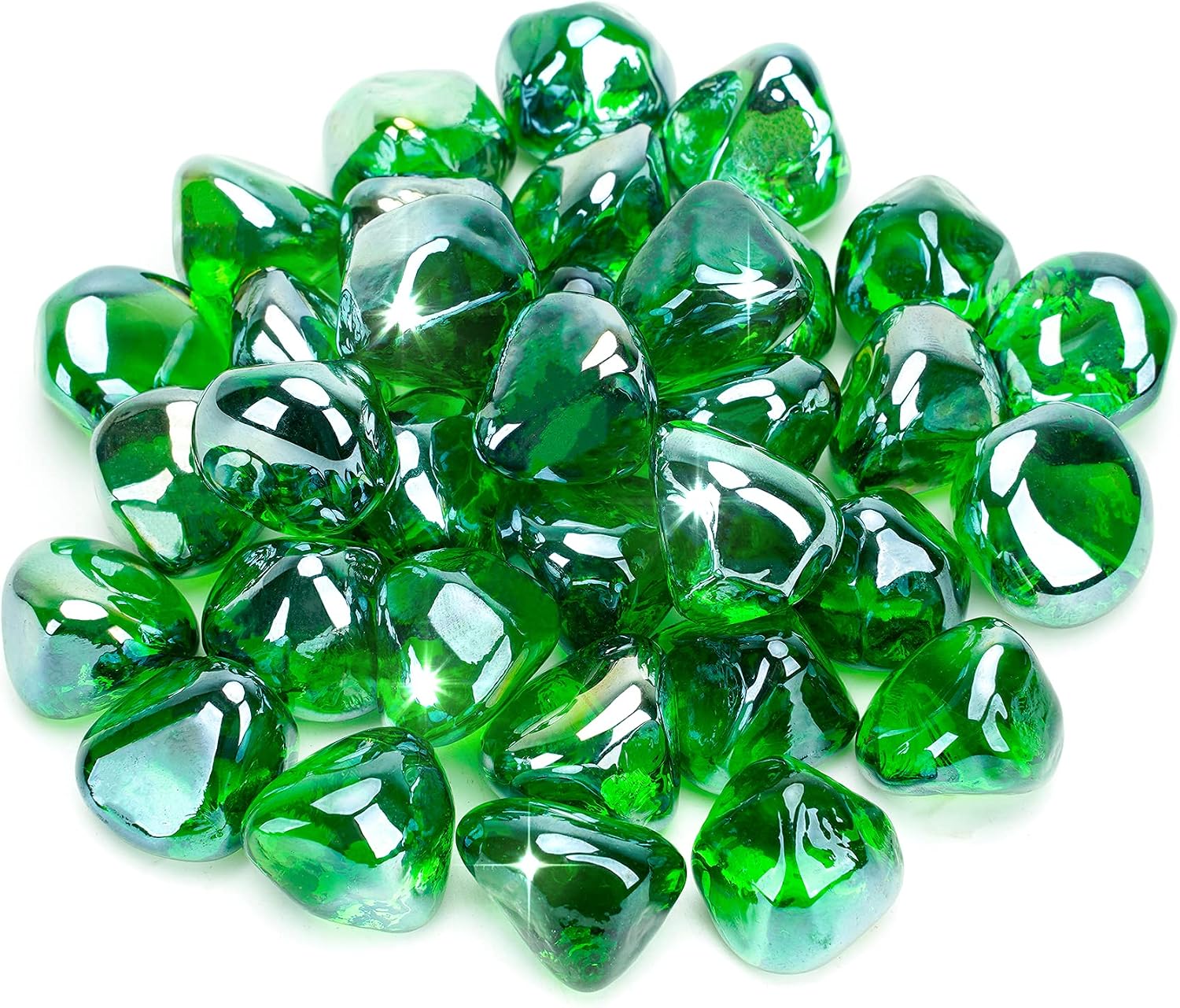 Stanbroil 10-Pound Fire Glass Diamonds 12 inch, Emerald Green Luster