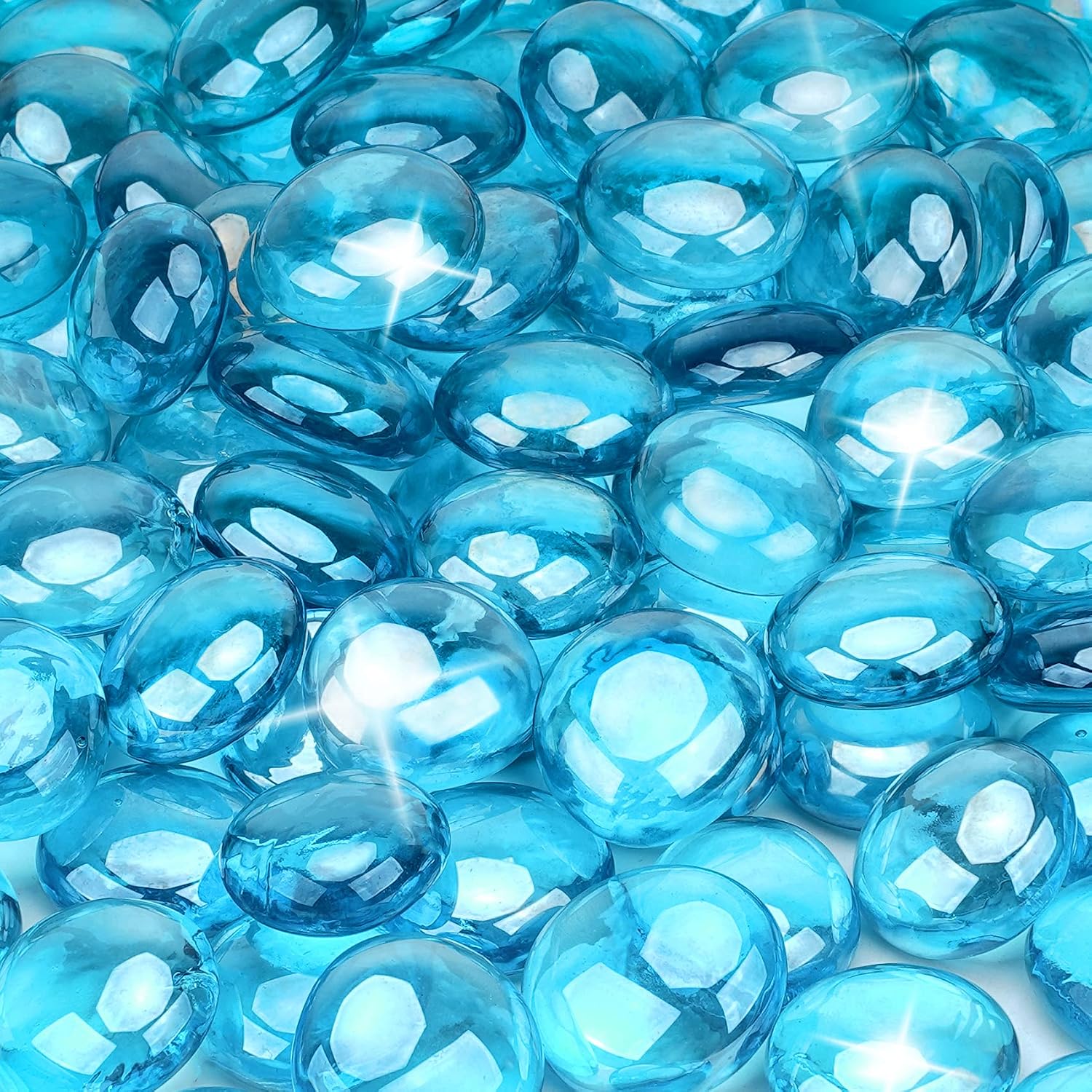 Stanbroil 10-Pound Fire Glass Beads 12 inch Drops, Caribbean Blue Luster