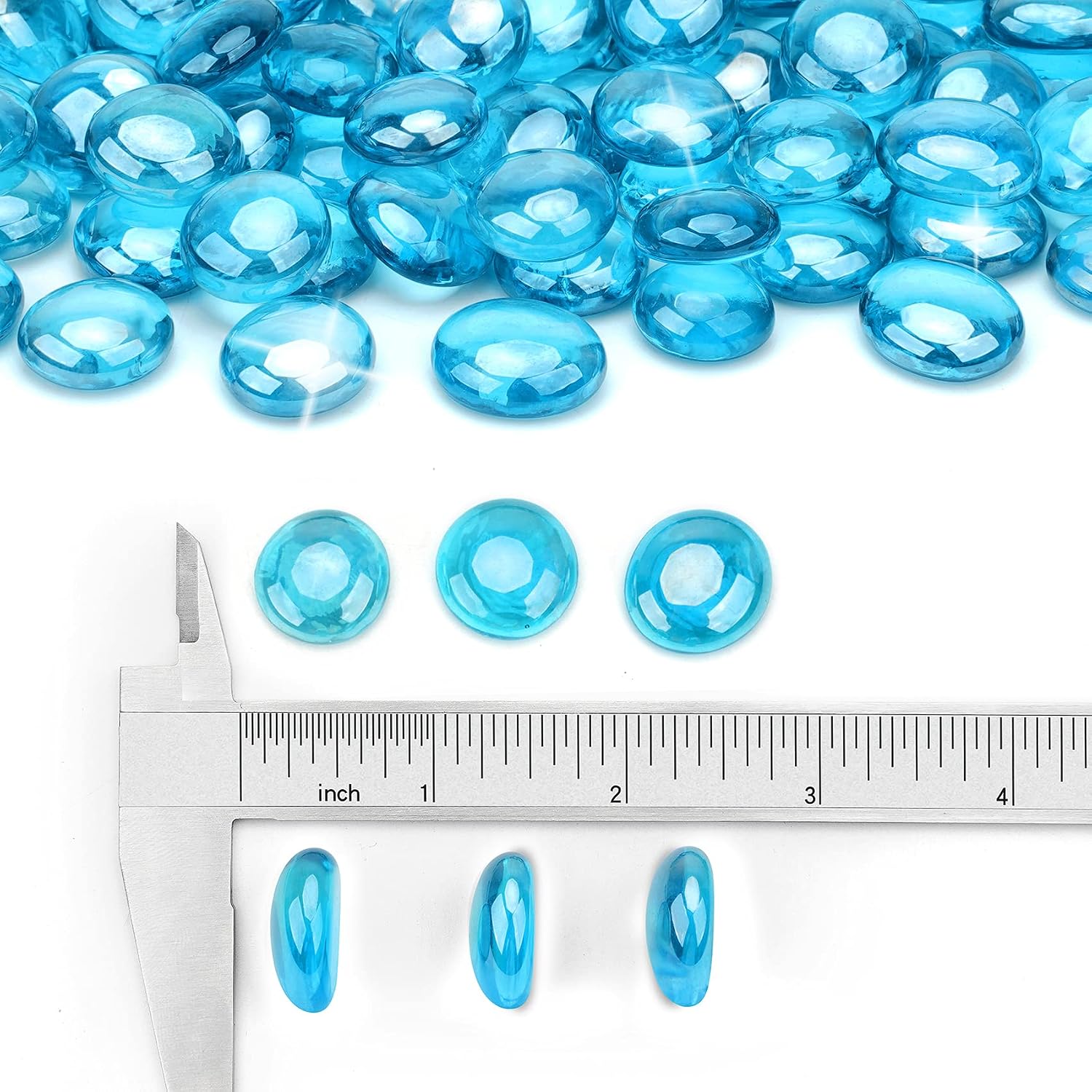 Stanbroil 10-Pound Fire Glass Beads 12 inch Drops, Caribbean Blue Luster