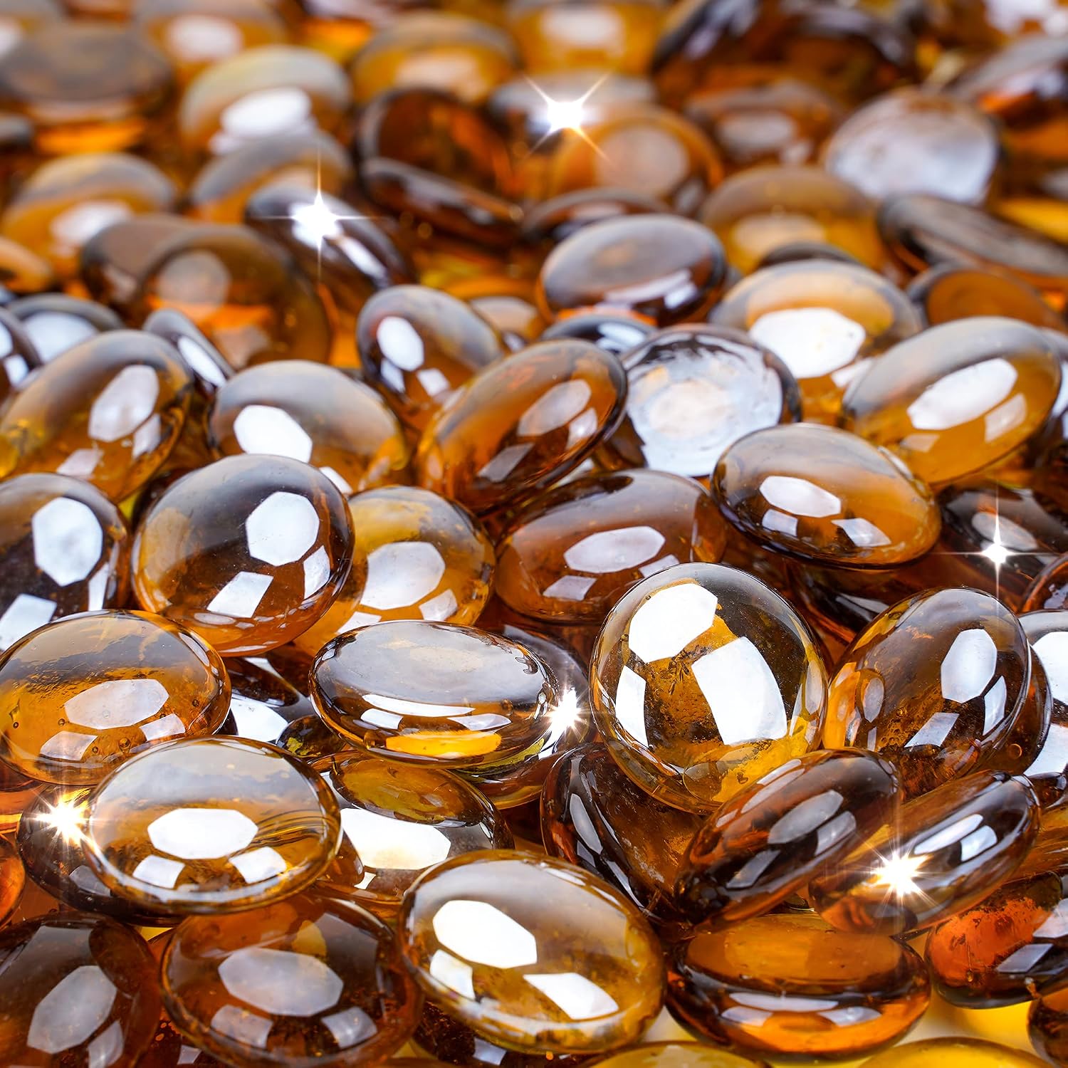 Stanbroil 10-Pound Fire Glass Beads, 12 inch Glass Drops, Caramel Luster