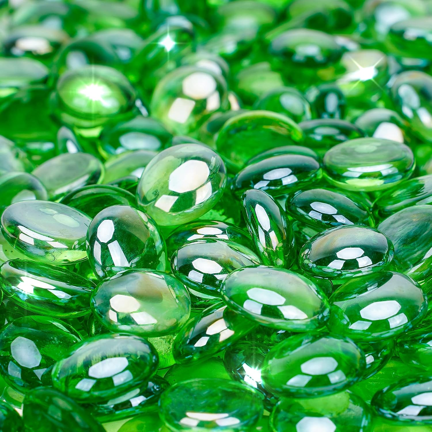 Stanbroil 10-Pound Fire Glass Beads, 12 inch Glass Drops, Emerald Green Emerald Green Luster