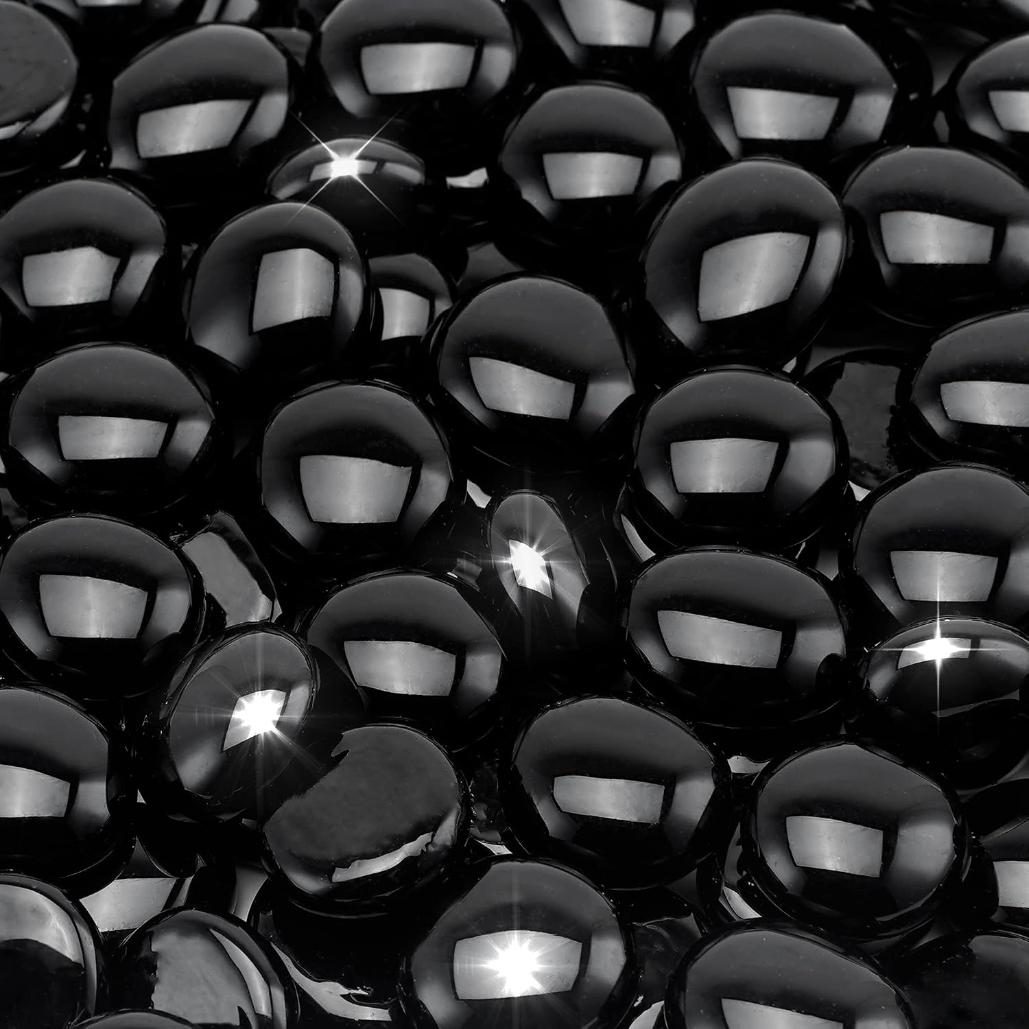 Stanbroil 10-Pound Fire Glass Beads, 12 inch Glass Drop, Onyx Black Luster