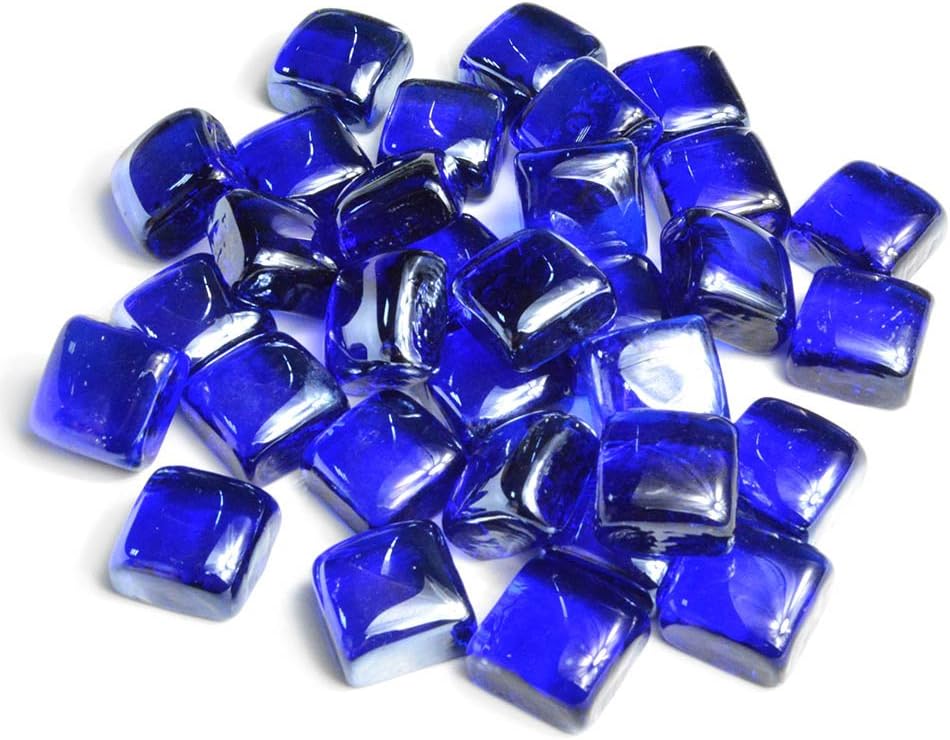 Stanbroil 10-Pound Fire Glass Cubes 1 inch, Royal Cobalt Blue Reflective
