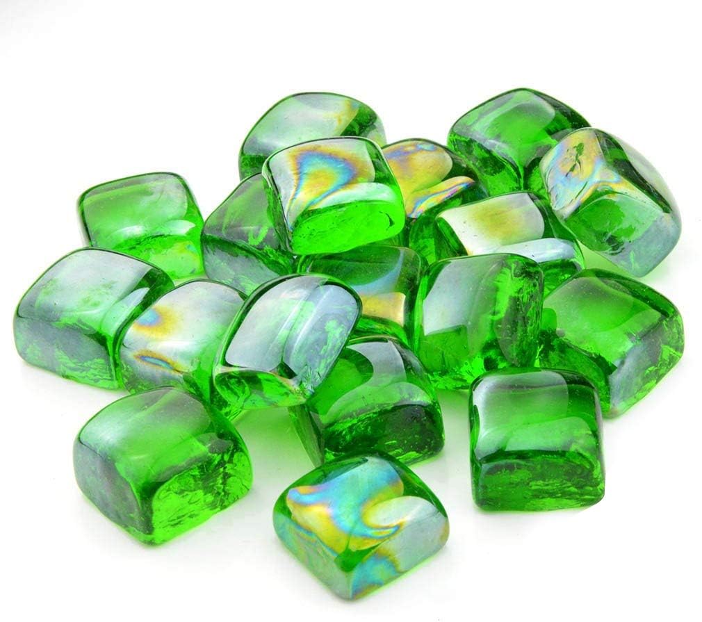 Stanbroil 10-Pound Fire Glass Cubes 1 inch, Emerald Green Reflective