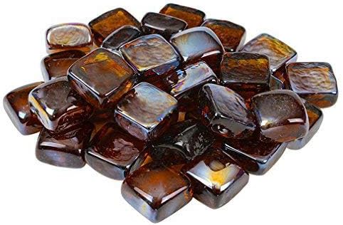 Stanbroil 10-Pound Fire Glass Cubes 1 inch, Amber Reflective Fire Glass